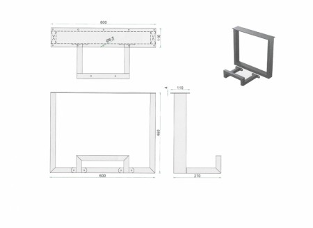  46cm Firkantet+hyle design bordben -2ben